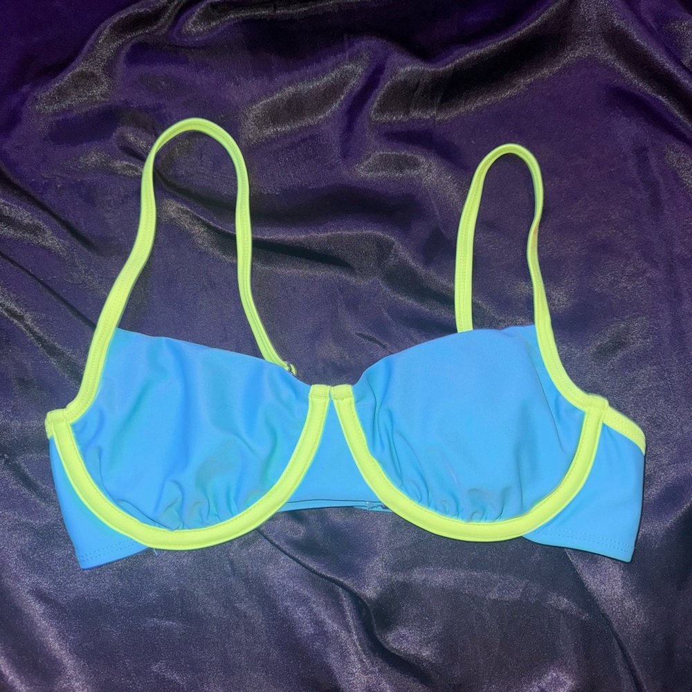 Wild Fable Turquoise and Neon Yellow Bikini Top